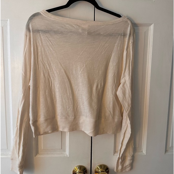 PINK Victoria's Secret White Long Sleeve Cropped Tee - Size Large - Picture 2 of 3